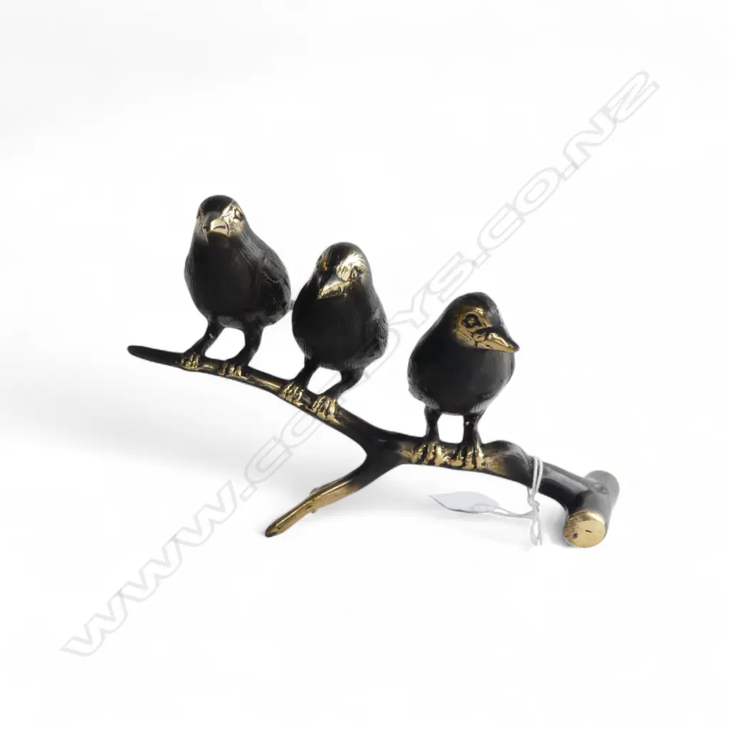 BRONZE 3 BIRDS ON BRANCH H.125mm Image 1++
