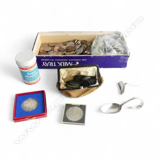 ASST. WORLD COINS + SILVER MEDAL STET FORTUNA DOMUS 15gms