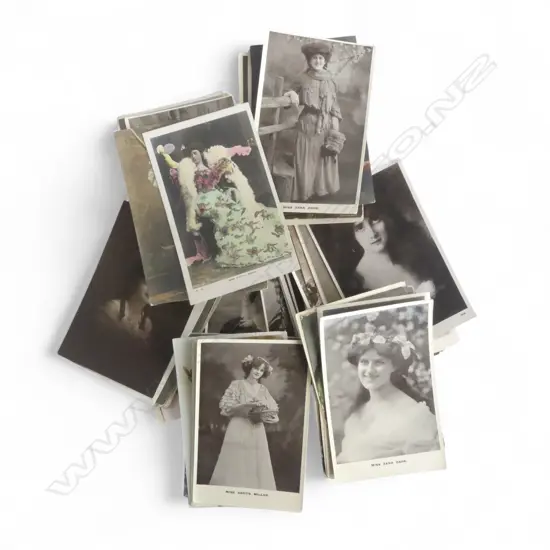 68 OLD GLAMOUR MODEL POSTCARDS MISS TITTELL BRUNE, ZENA DARE ETC 