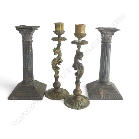 TWO PRS OF CANDLE STICKS H195mm