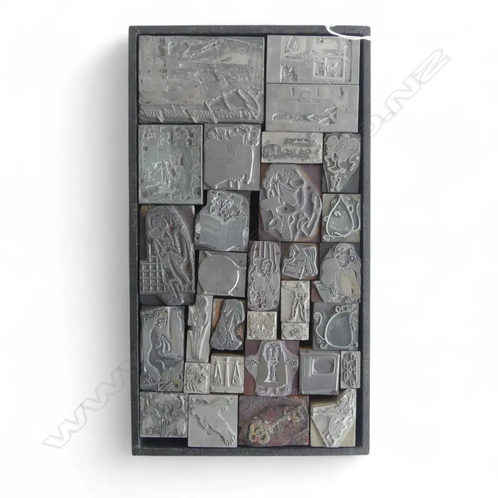 LOT ASST VINTAGE LETTERPRESS BLOCKS - ADVERTISING ETC Image 1++