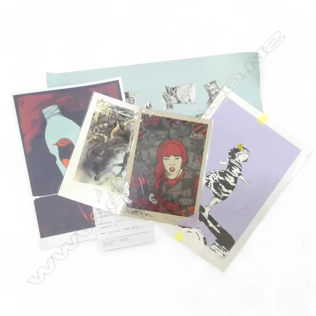 5 MODERN ART PRINTS; GEORGIA SANSON, DEVOS 'REDHEAD', HASER, COMPONENT 'CHILDREN WILL PLAY' 2/20 420x295mm, ART ACHE Image 1++