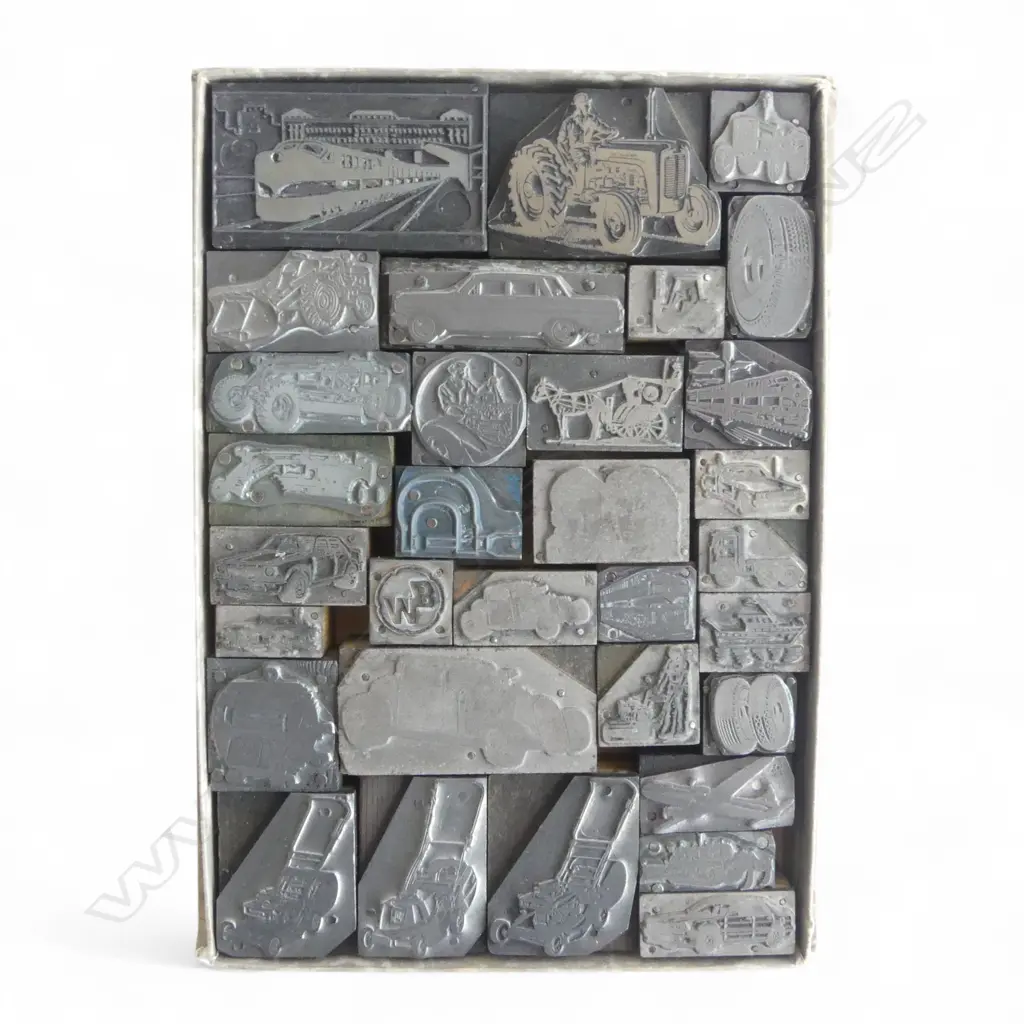 LOT ASST VINTAGE LETTERPRESS BLOCKS - AUTOMOBILE, TRANSPORT ETC Image 1++