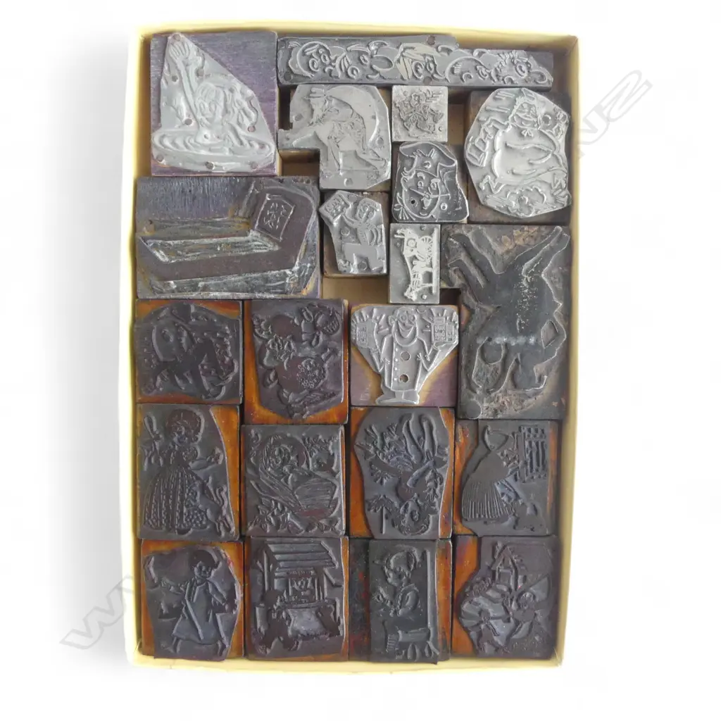 LOT ASST VINTAGE LETTERPRESS BLOCKS - VARIOUS THEMES Image 1++