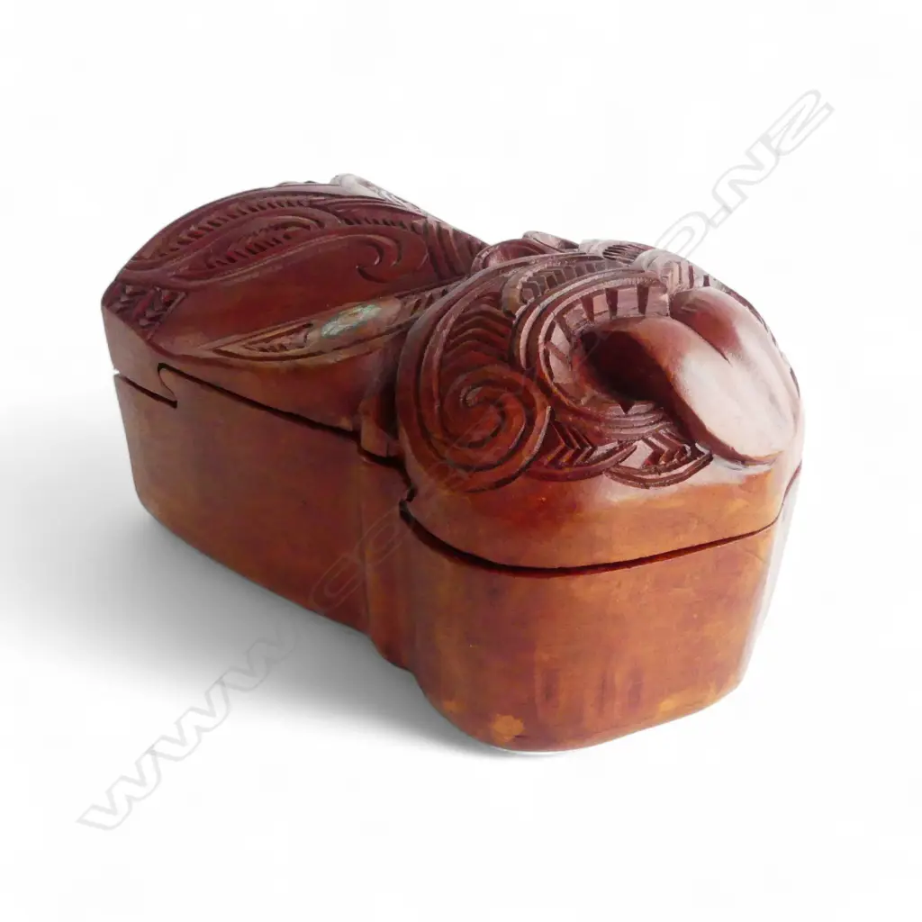CARVED WOODEN MAORI TIKI BOX H.190mm Image 1++