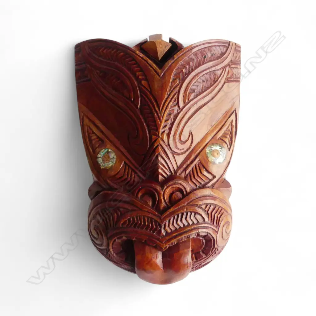 CARVED WOODEN MAORI TIKI BOX H.190mm Image 1++