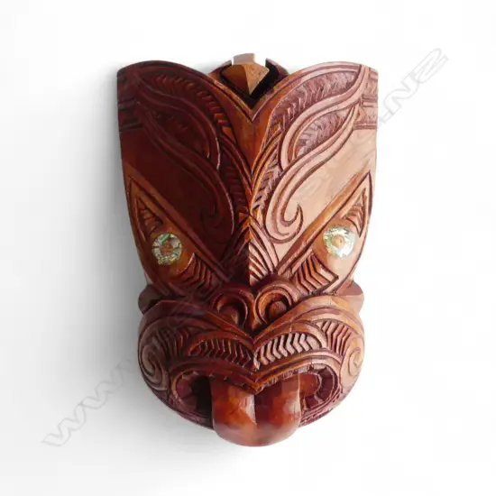 CARVED WOODEN MAORI TIKI BOX H.190mm