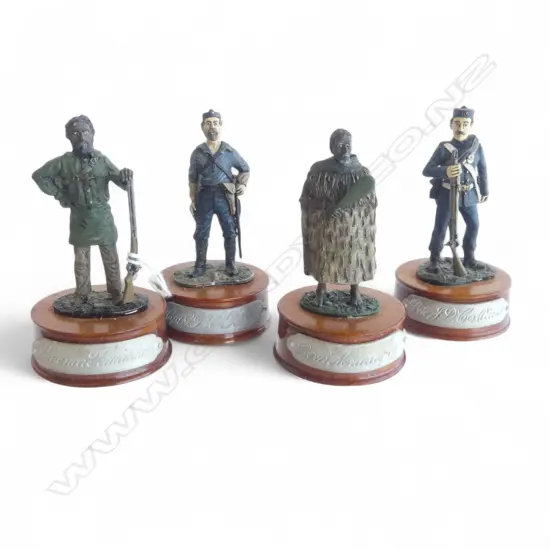 4 METAL MOUNTED N.Z. HISTORICAL FIGURES; REWI MANIAPOTO, CAPT. G. F. VON TEMPSKY, WIREMU TAMIHANA & J D COLLARD H.90mm