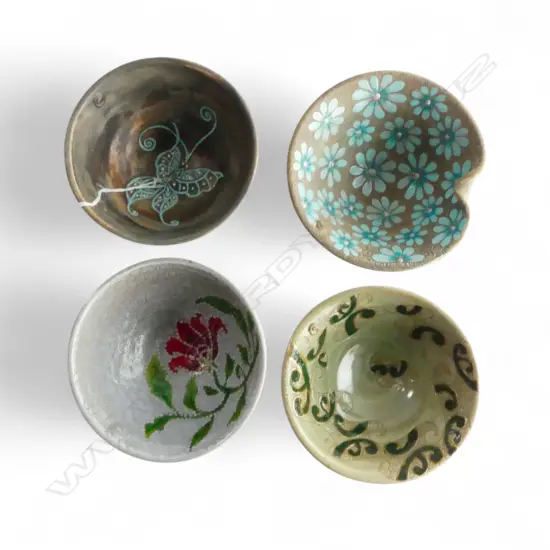 KEUM SUN LEE 4 DECORATED PORCELAIN BOWLS, H.80mm