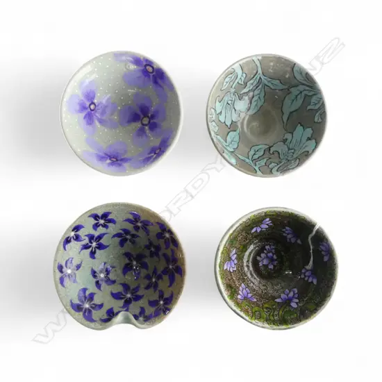 KEUM SUN LEE 4 DECORATED PORCELAIN BOWLS, H.80mm