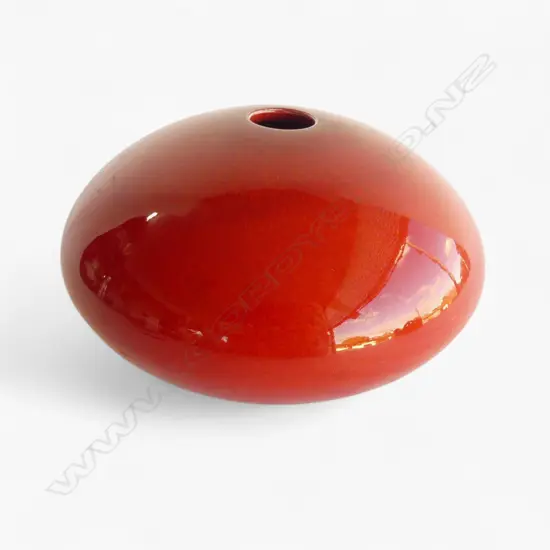 PETER COLLIS - RED GLAZED ORB VASE DIA. 190MM 