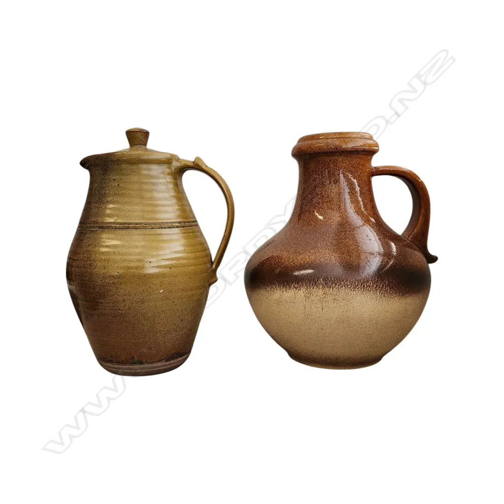 RETRO WEST GERMAN HANDLED VASE H.280 & LIDDED EWER H.280mm(sml chip to rim) Image 1++