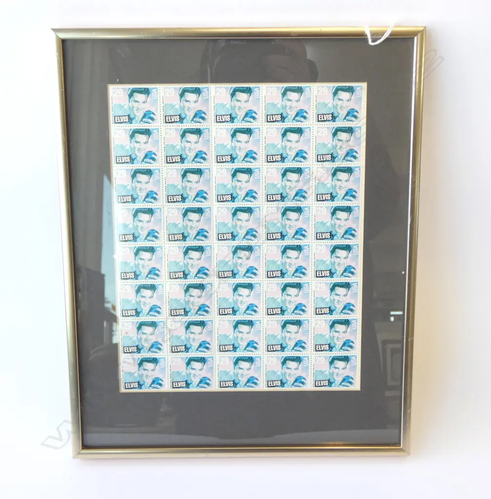  FRAMED ELVIS STAMP SHEET 250x195mm Image 1++