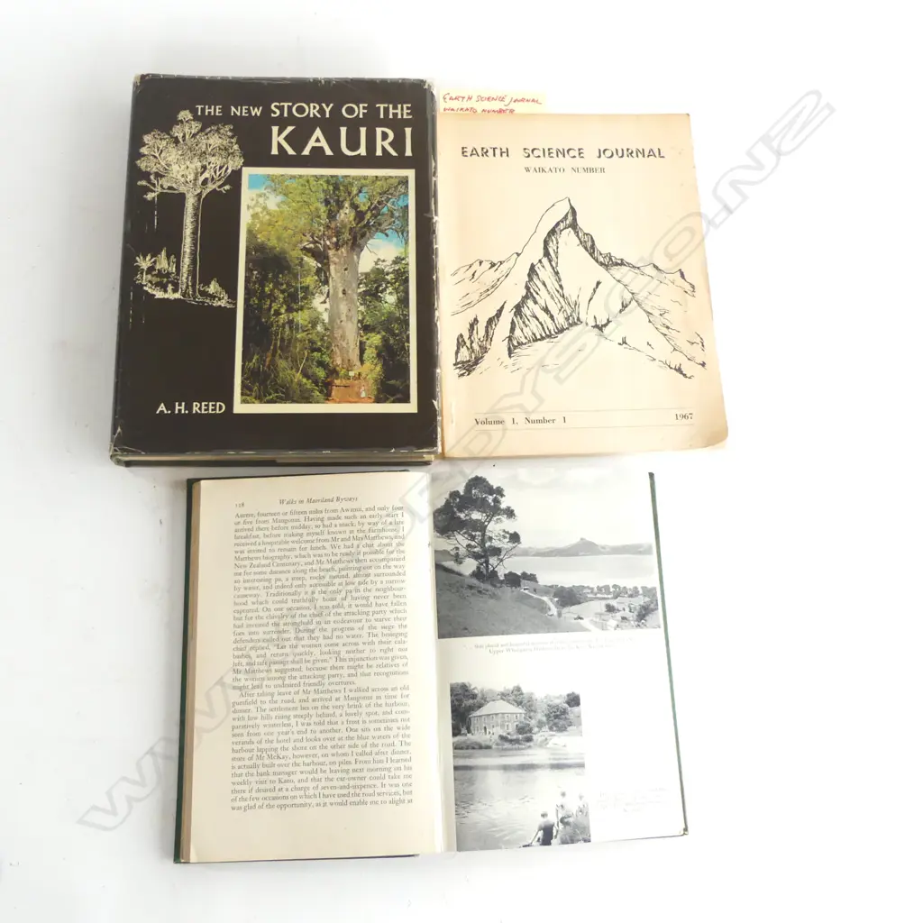 3 N.Z. BOOKS; THE NEW STORY OF THE KAURI, WALKS IN MAORI BYWAYS & EARTH SCIENCE - JOURNAL WAIKATO VOL. 1 Image 1++