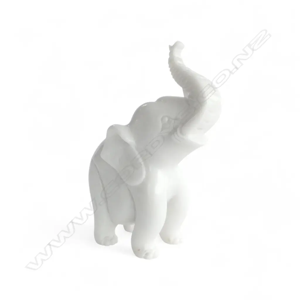 HEAVY WHITE QUARTZ ELEPHANT H.320mm trunk repaired Image 1++