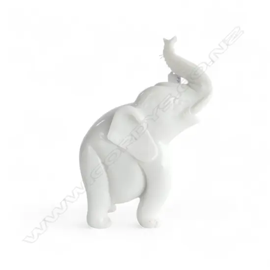 HEAVY WHITE QUARTZ ELEPHANT H.320mm trunk repaired
