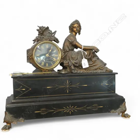 FRENCH MANTLE CLOCK W. KEY 480x175x380mm