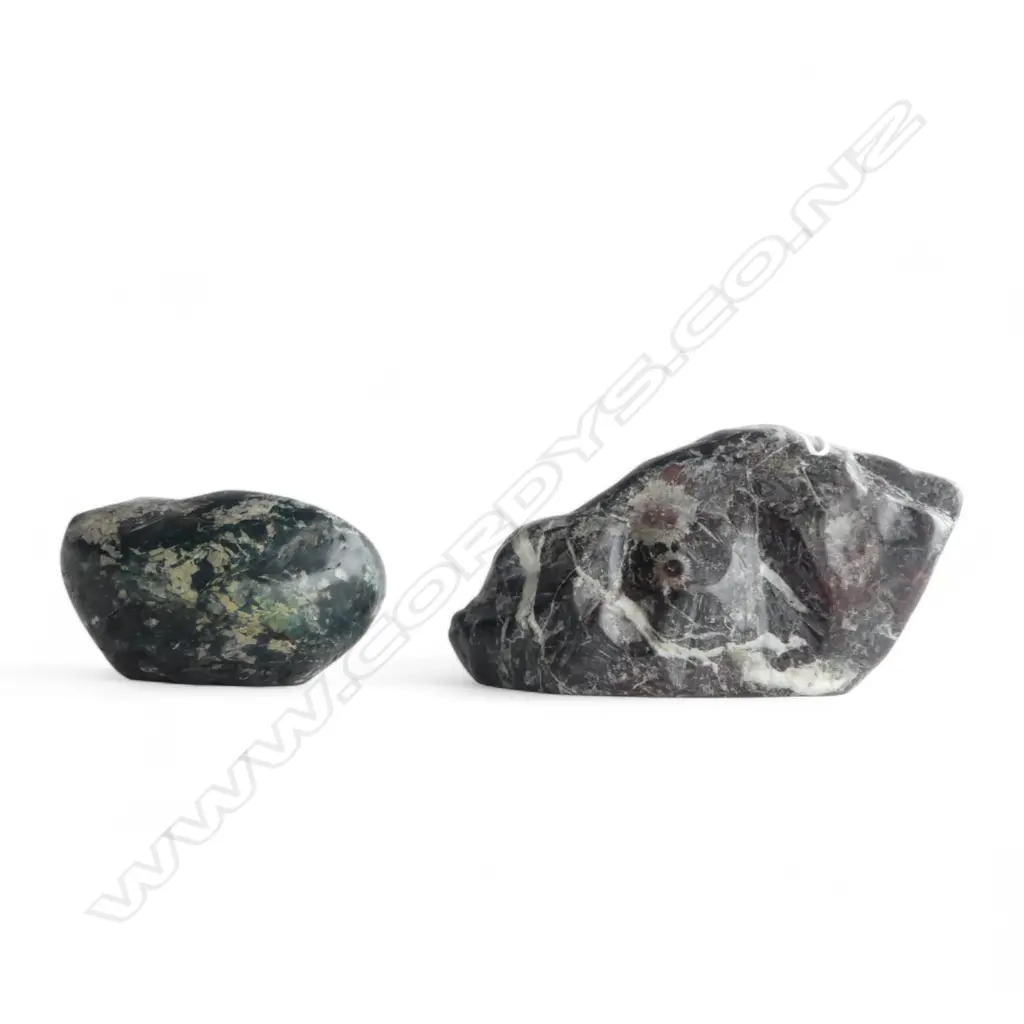 2 Vintage Japanese small suikseki bonseki plum blossom (Nishiki stone) scholars rocks with natural blossom type inclusi Image 1++