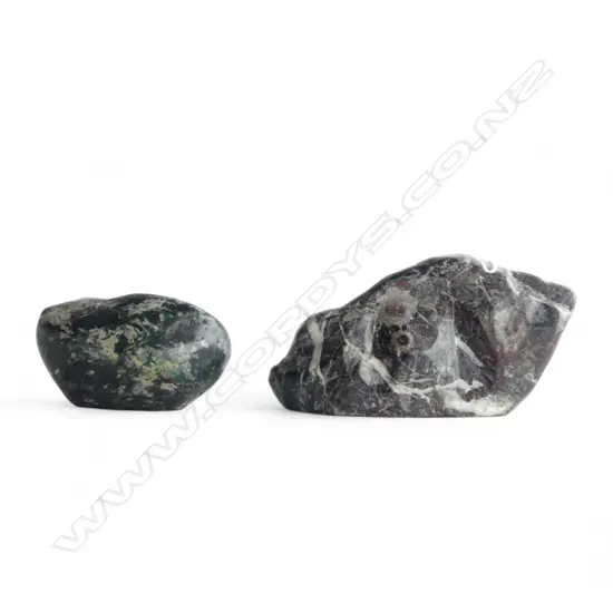 2 Vintage Japanese small suikseki bonseki plum blossom (Nishiki stone) scholars rocks with natural blossom type inclusi