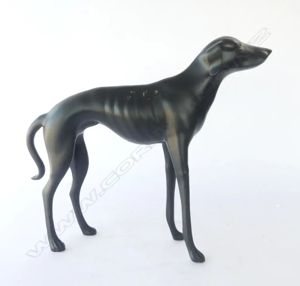 EBONISED BRASS DOG SCULPTURE H.370mm Image 1++