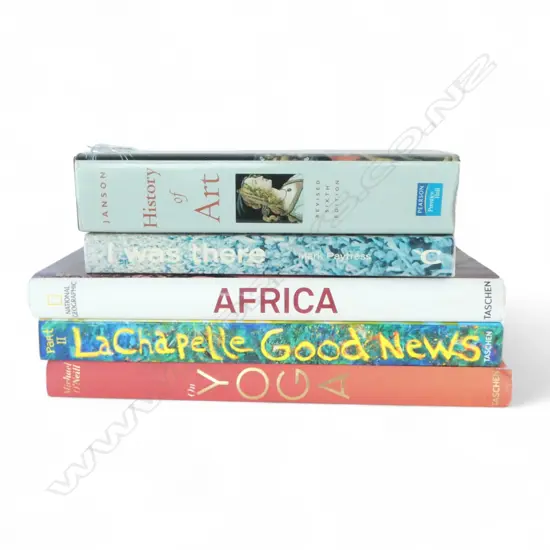 5 COFFEE TABLE BOOKS; AFRICA, LACHAPELLE, YOGA, ART, GIGS