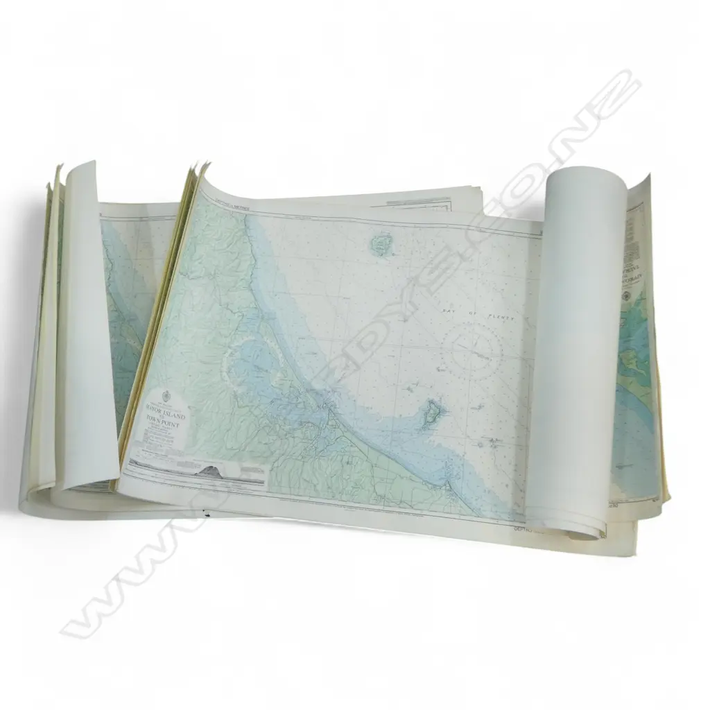 13 ASST. HYDROGRAPHIC CHARTS OF TAURANGA PUBLISHED by R.N.Z. NAVY 720x1090mm Image 1++