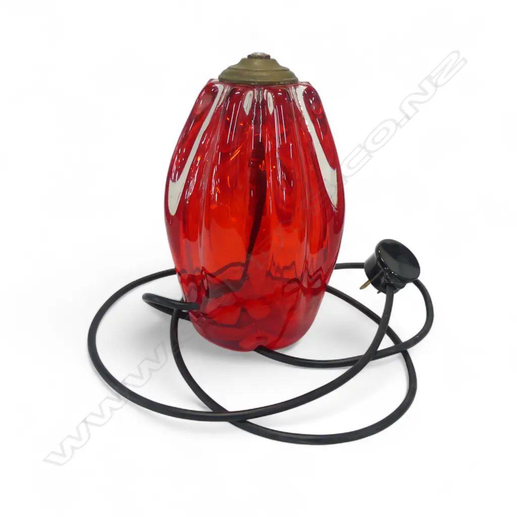 RED ART GLASS LIGHT FITTING H.200mm Image 1++
