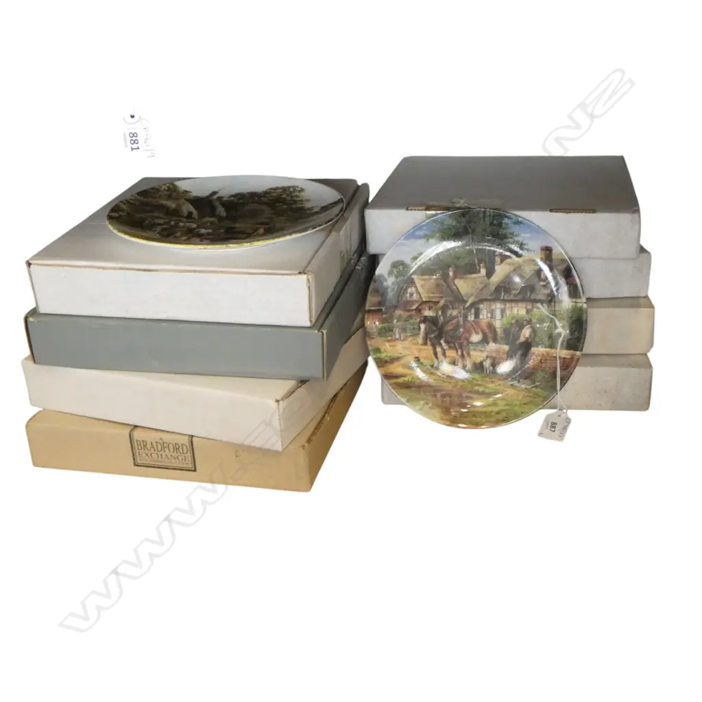 9 WEDGWOOD & RDOULTON COTTAGE SCENE PLATES, Dia.200mm, 8 BOXED Image 1++
