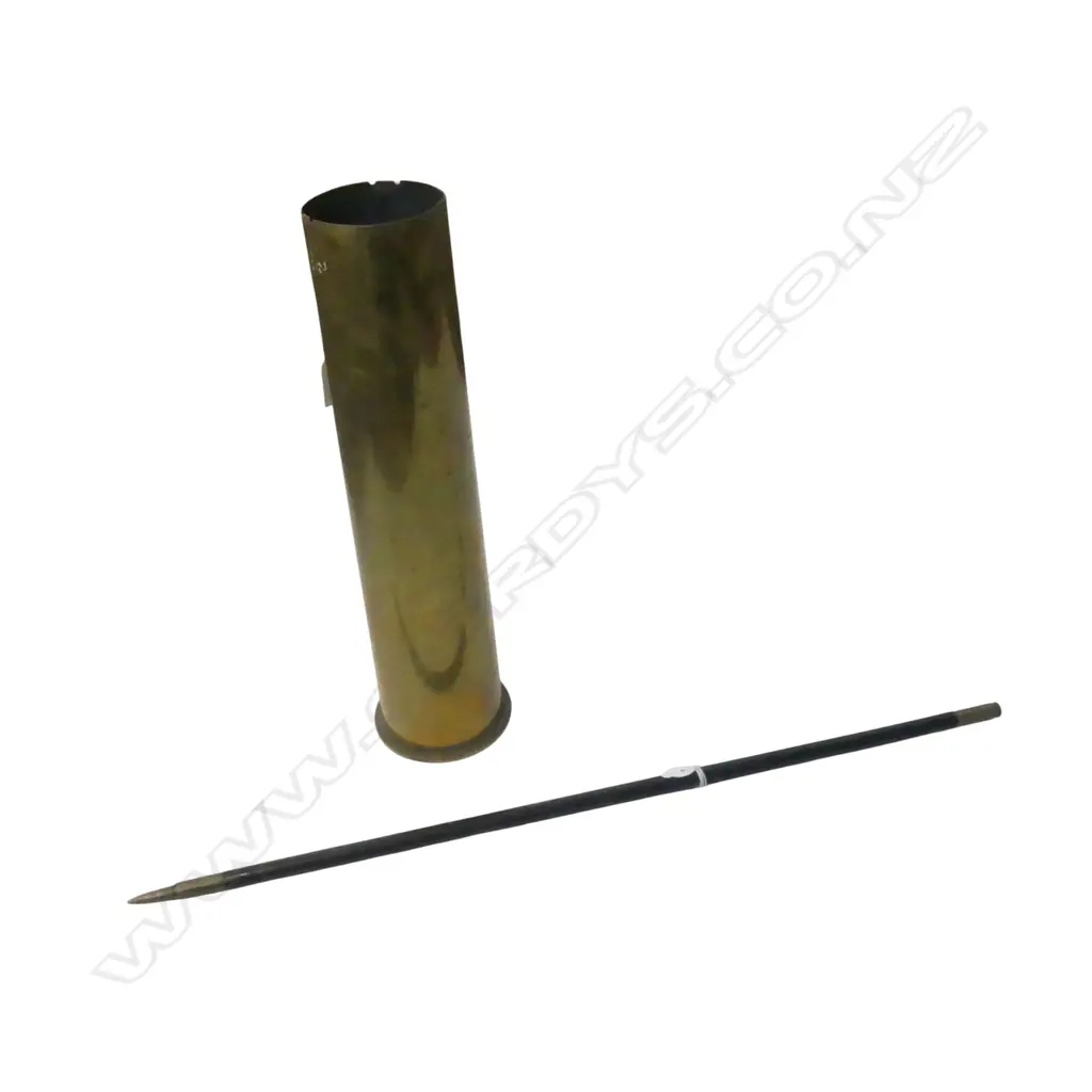 WW2 1941 BRASS SHELL CASING H390 & SHELL TIPPED SWAGGER STICK L620MM Image 1++