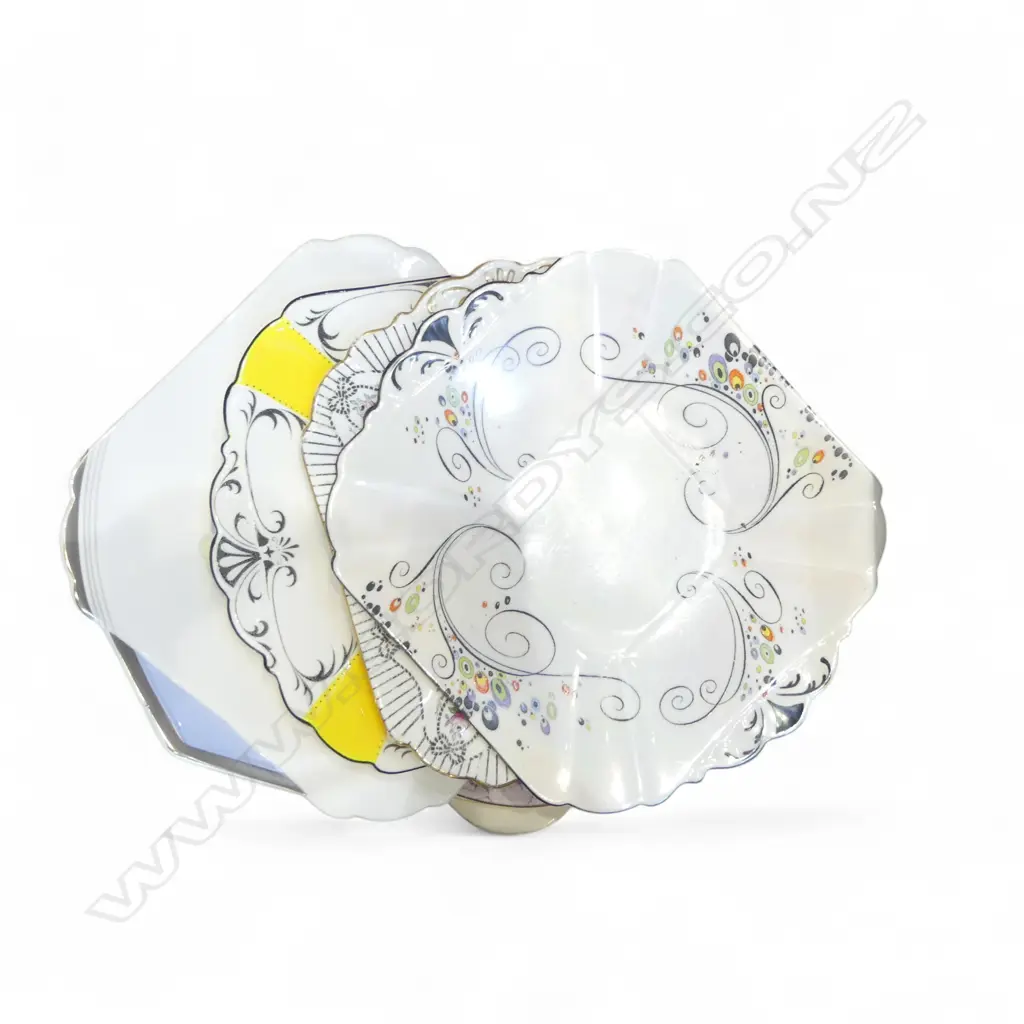 10 SHELLEY CHINA CAKE PLATES MIXED PATS Image 1++