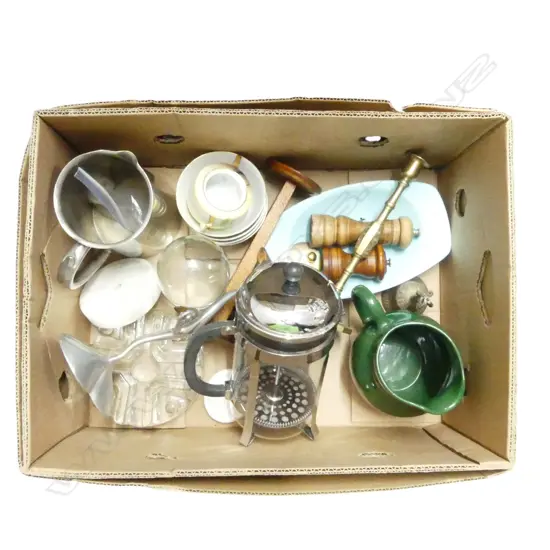 BODUM COFFEE PLUNGER, CERAMICS, MATTHEW VON STURMER CAST ALUMINIUM CANDLESTICK ETC