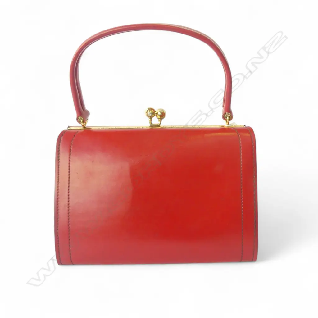 VINTAGE MACLAREN RED HANDBAG MADE IN NORWICH ENGLAND L210MM Image 1++