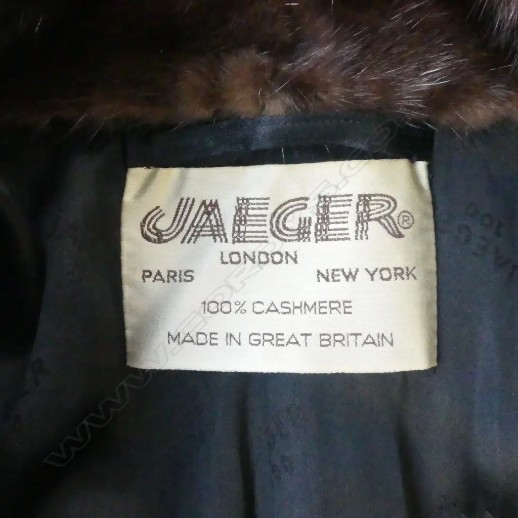 JAEGER 100% CASHMERE 100 ANNIVERSARY COAT MINK COLLAR AND CUFFS SIZE 14-16 Image 1++