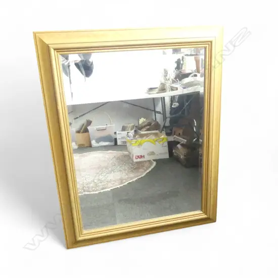 OBLONG SHAPED GILT FRAMED BEVALLED GLASS WALL MIRROR H980 L760MM