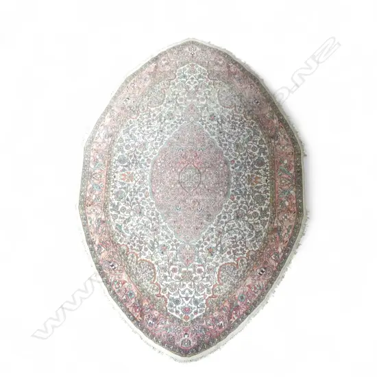 VINTAGE PERSIAN OVOID RUG WORN CONDITION L1410 W1220MM