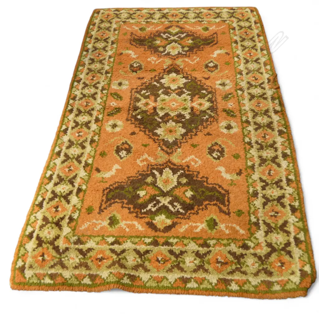 TUFTED ORANGE WOOL RUG 1810x1050mm Image 1++