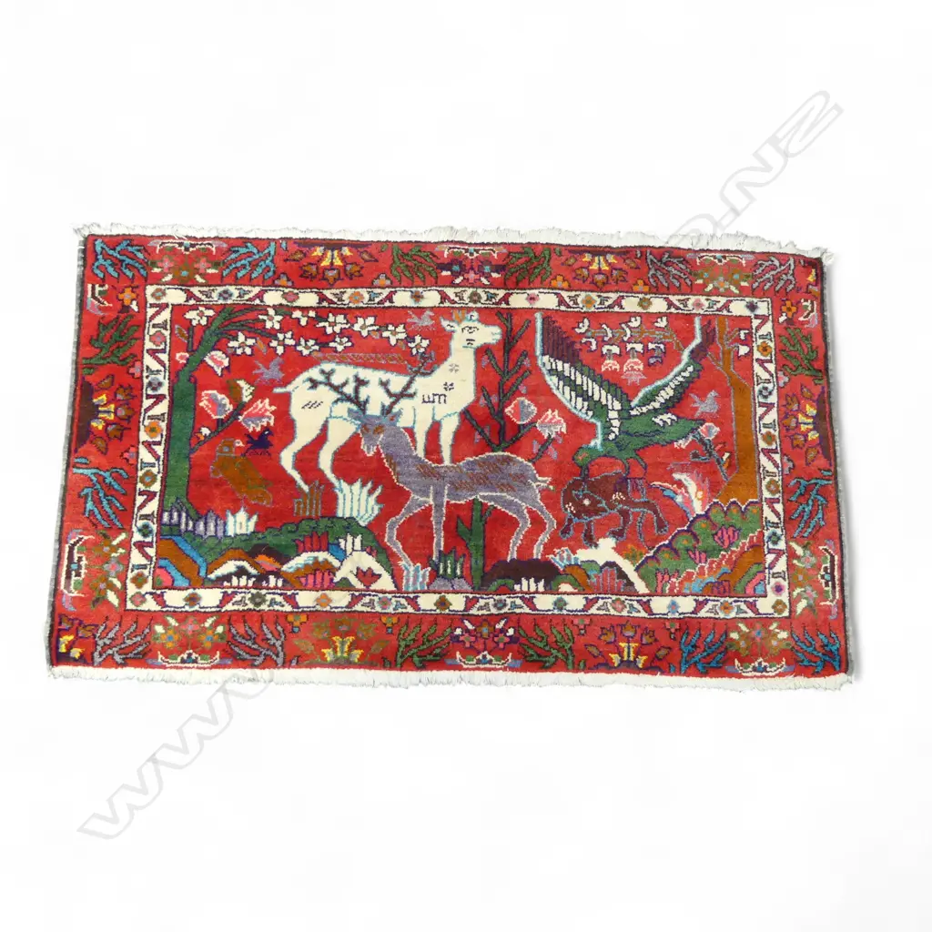 HAND KNOTTED WOOL PILE PICTORIAL RUG Image 1++