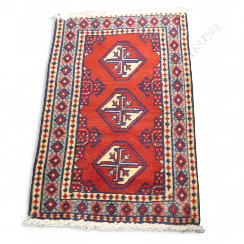 IRANIAN HAND KNOTTED TURKOMAN RUG 820x520mm Image 1++