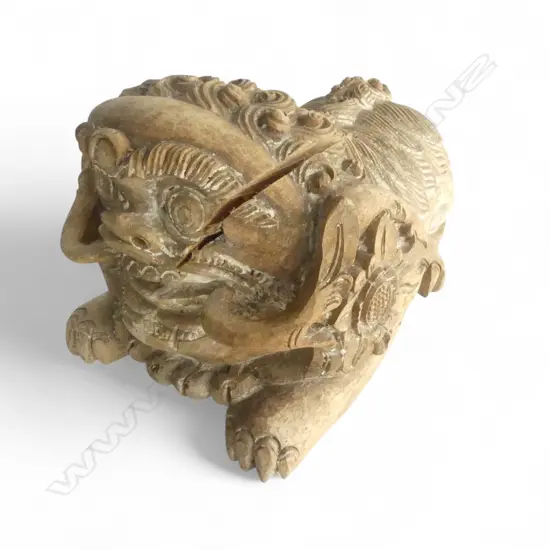 OLD CARVED WOODEN SHISHI 400 X 220 X 200MM