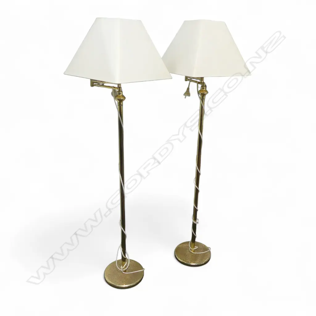 PR BRASS STANDARD LAMPS WITH SHADES  Image 1++