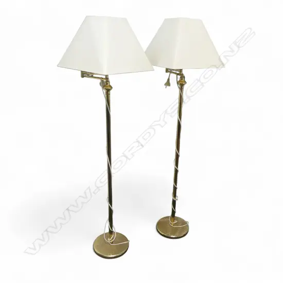 PR BRASS STANDARD LAMPS WITH SHADES 