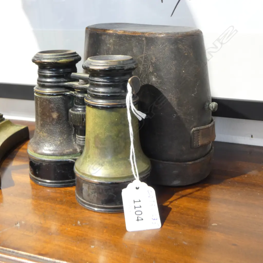 CASED PR ANTIQUE DOLLONDS OF LONDON EBONIZED BRASS BINOCULARS H125MM Image 1++