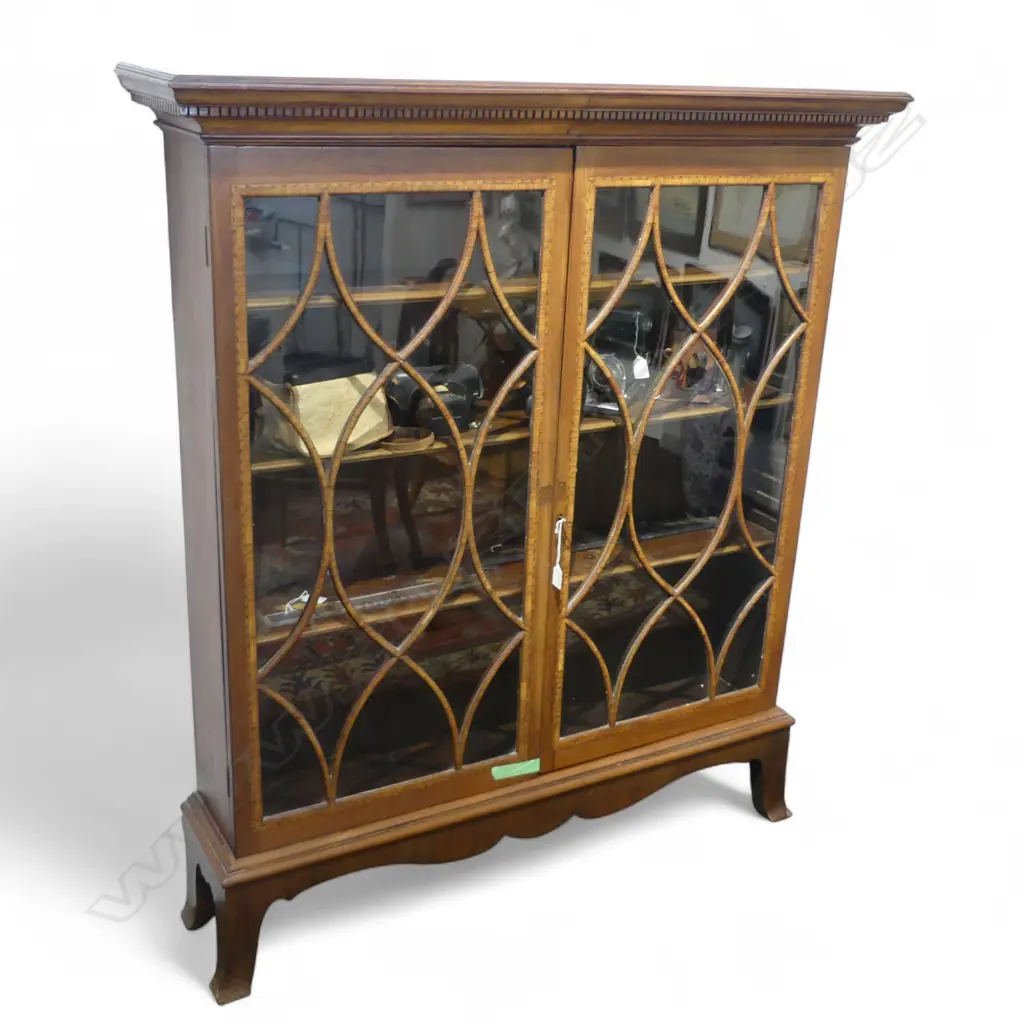 MAHOGANY GLAZED BOOKCASE 1185x265x1365mm Image 1++