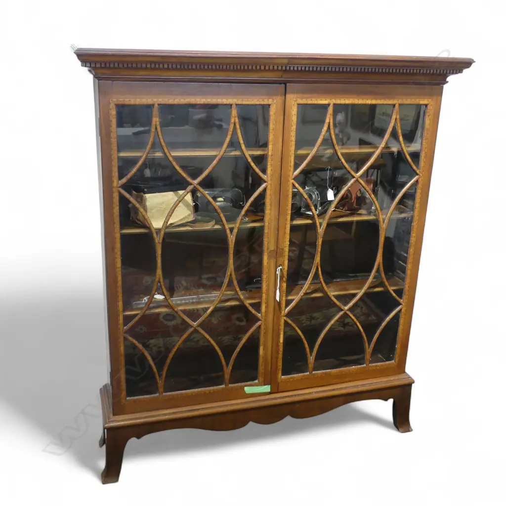 MAHOGANY GLAZED BOOKCASE 1185x265x1365mm Image 1++