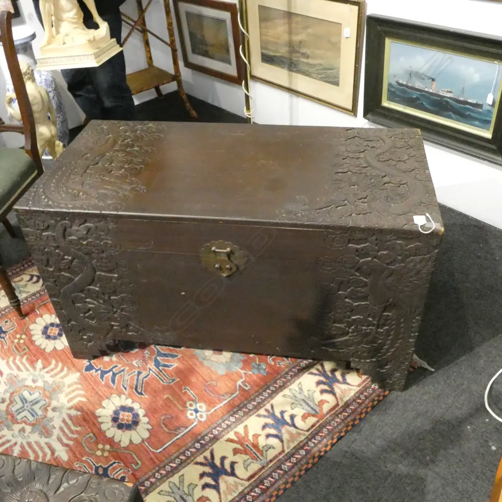CARVED CAMPHOR WOOD CHEST 1000x500x570mm Image 1++
