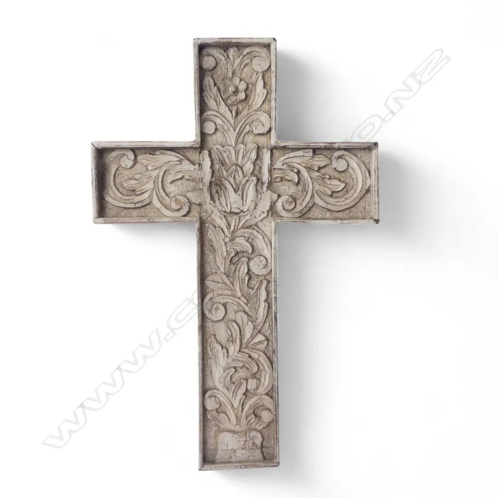 CARVED WOODEN CROSS 645x425mm Image 1++