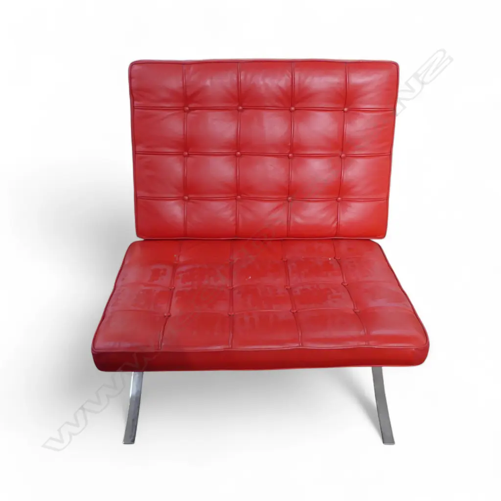 RED LEATHER BARCELONA CHAIR Image 1++
