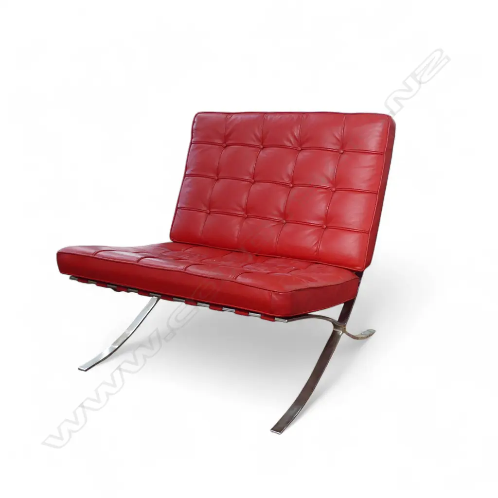 RED LEATHER BARCELONA CHAIR Image 1++
