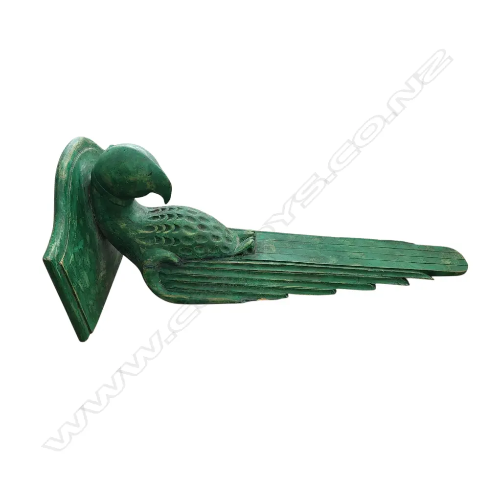 VINTAGE ART DECO CARVED WOOD PARROT WALL SCONCE 620 x 330 mm Image 1++