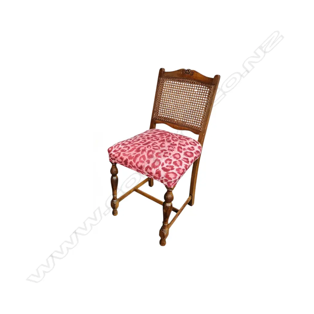 QUEEN ANNE STYLE CANED BACK CHAIR – MODERN UPHOLSTERED SEAT Image 1++
